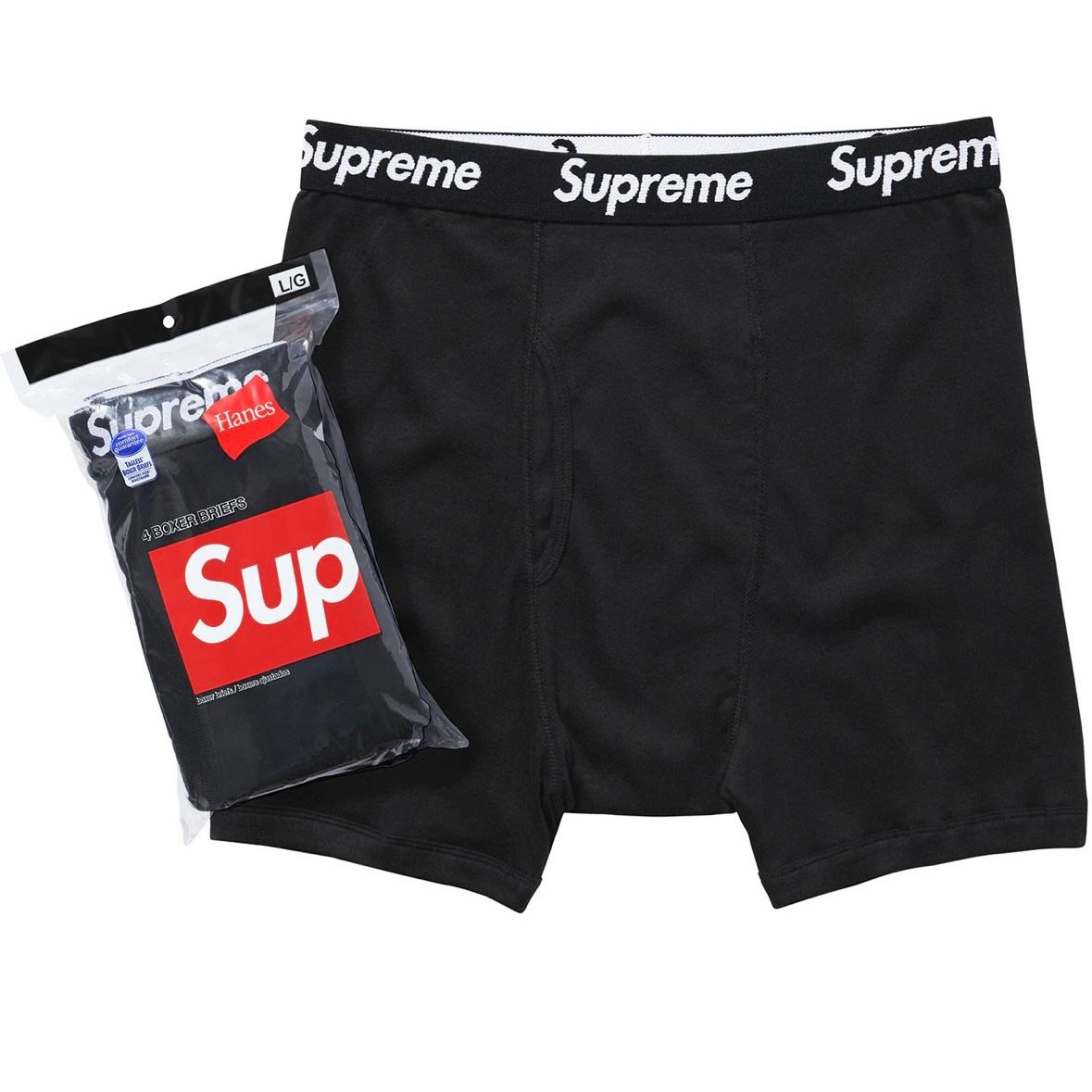 Supreme Hanes Boxer Briefs (4 Pack) Black