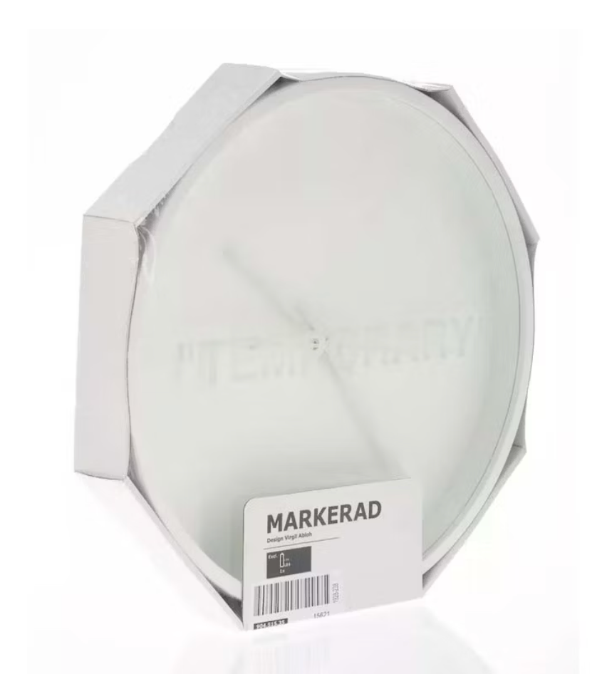 Virgil Abloh x IKEA MARKERAD ""TEMPORARY"" Wall Clock White