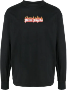 Palm Angels Burning logo-print logo-sleeve Tshirt