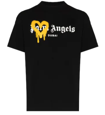 Palm Angels Dubai Heart Sprayed Logo T-Shirt Black