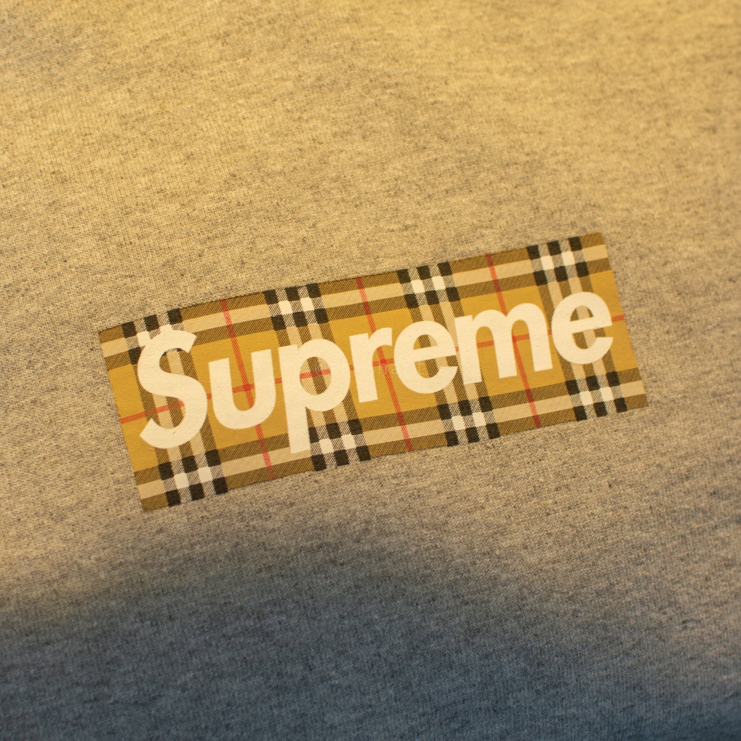 Supreme Burberry Box Logo Hooded Sweatshirt Heather Grey