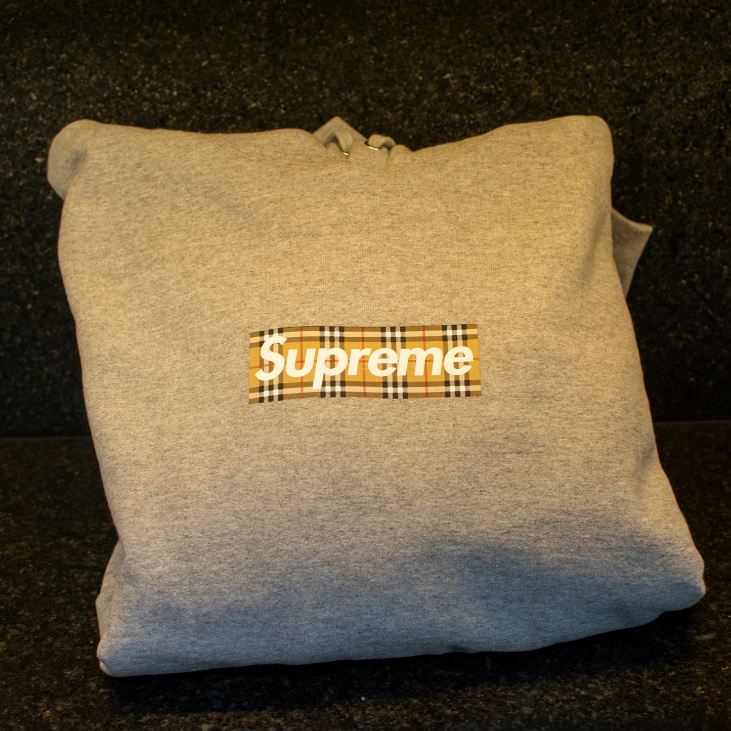 Supreme Burberry Box Logo Hooded Sweatshirt Heather Grey